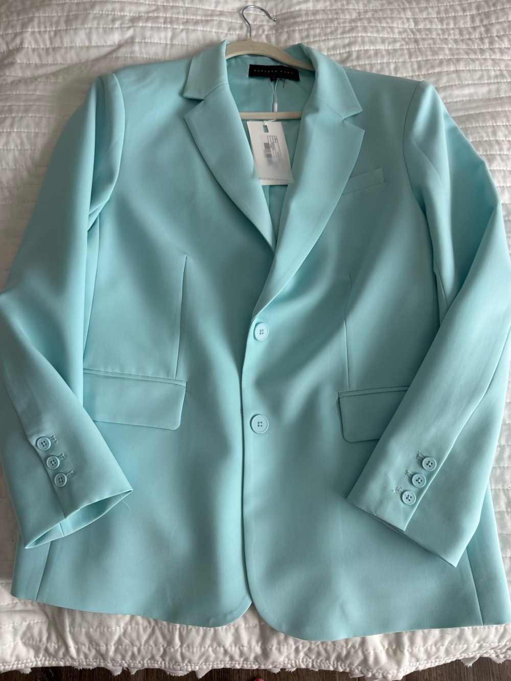 Endless Rose Mint Blue Tailored Two-Button Blazer